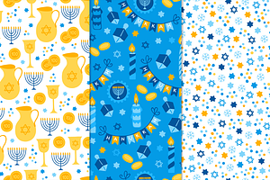 12 Hanukkah Seamless Patterns