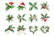 Cute Holly Christmas Clipart, an Illustration by Design Market (Thumbnail 3 of 3)