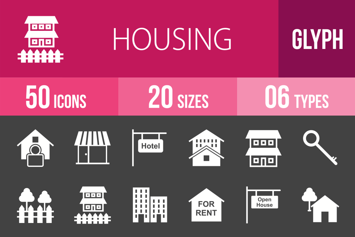 50 Housing Glyph Inverted Icons