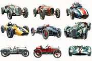 Vintage Old Racing Car Clipart, an Illustration by OK Design (Thumbnail 2 of 4)