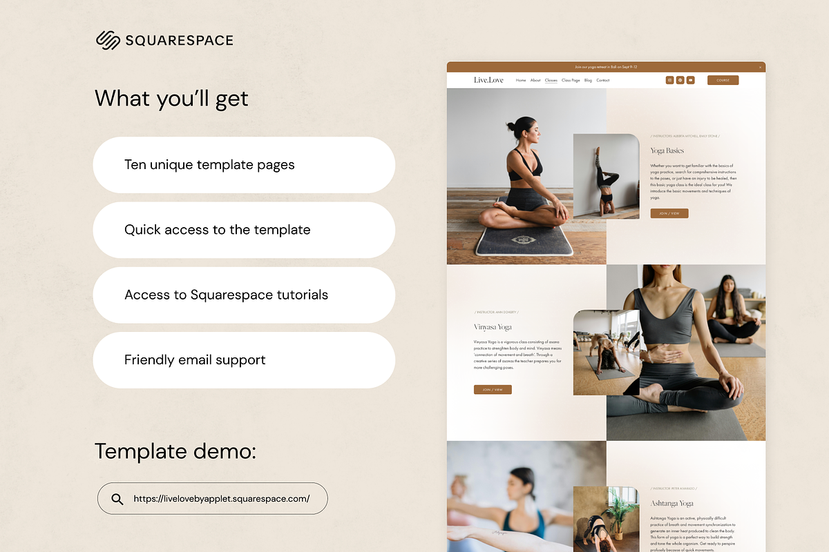 Squarespace Template: LiveLove, a Squarespace Template by Applet Studio (Photo 3 of 6)
