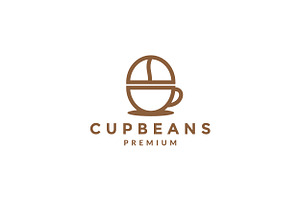 Cup With Coffee Bean Logo Thesymbol