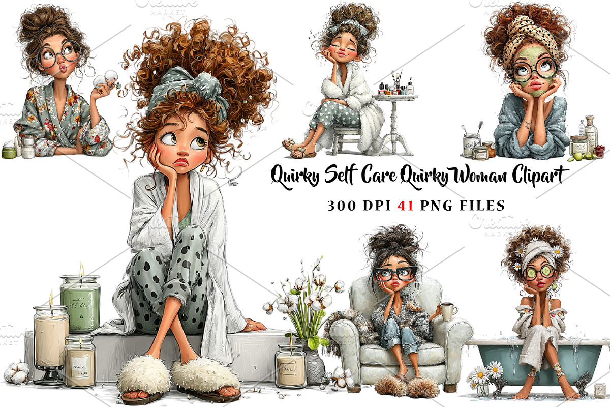 Quirky Self Care Quirky Woman, a Seasonal Illustration by CreationArt (Photo 1 of 5)