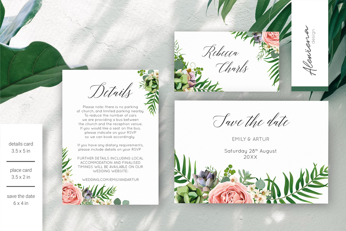 Wedding set - Tropical blossom, an Invitation Template by Alewiena (Photo 3 of 14)