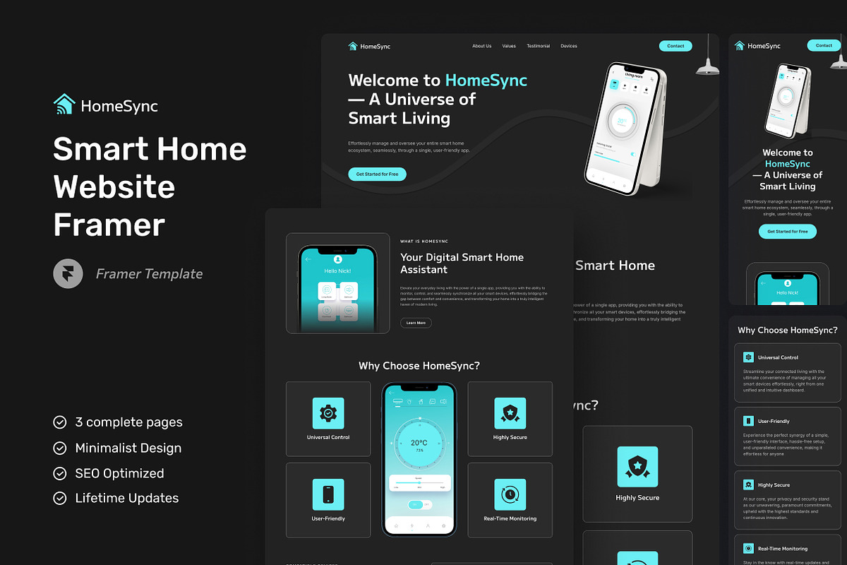 HomeSync - Smart Home Website Framer, a Websites & App Template by peterdraw (Photo 1 of 4)