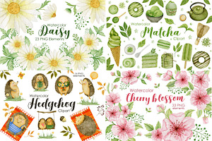 Watercolor Bundle 40 Sets Clipart.