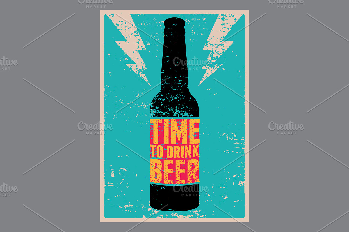 Beer time bottle vector poster set., a Food Illustration by PoPaShop (Photo 8 of 10)