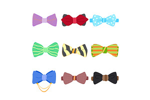 Bow Ties Men Set Cartoon Vector