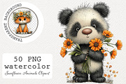 Watercolor Sunflower Animals Clipart, a Transportation Illustration by Digital Artistic99 (Thumbnail 1 of 9)