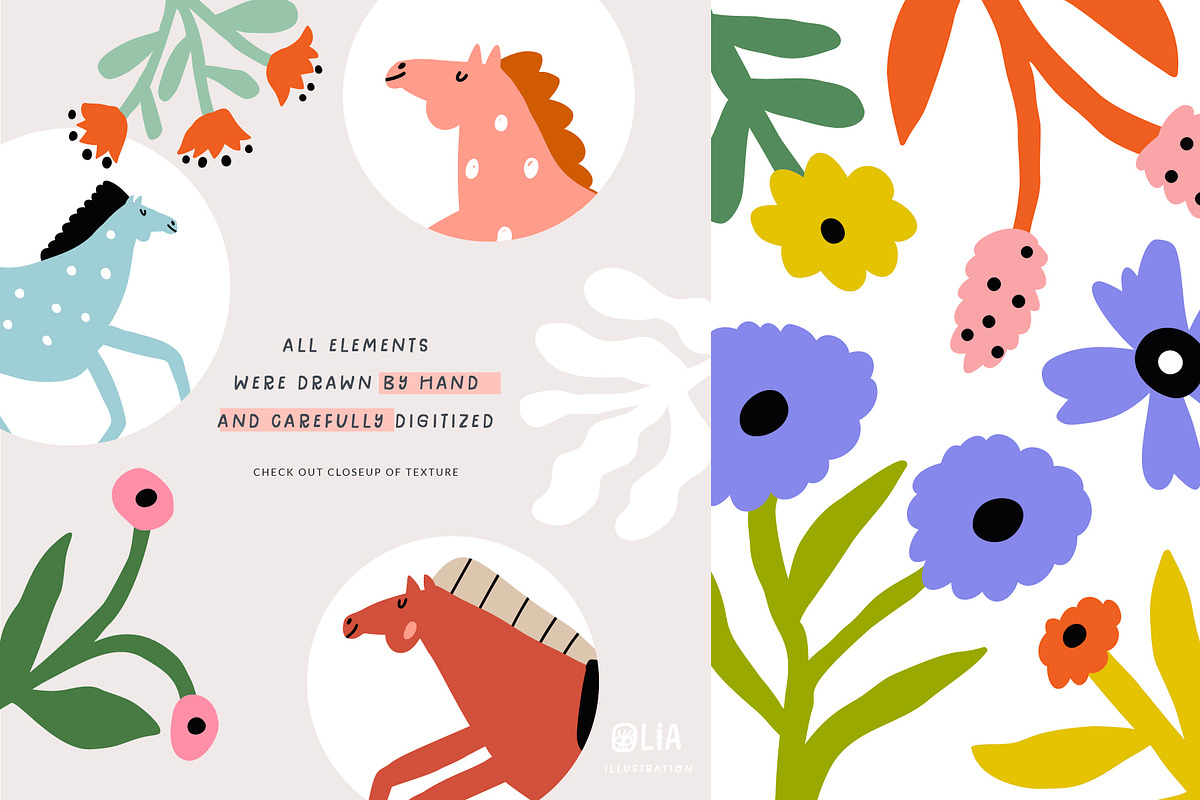 Adorable Horses | Hand drawn clipart, an Animal Illustration by Olia (Photo 4 of 11)