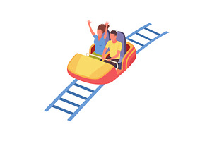 Roller coaster happy people, a Sport Illustration by Things for designers
