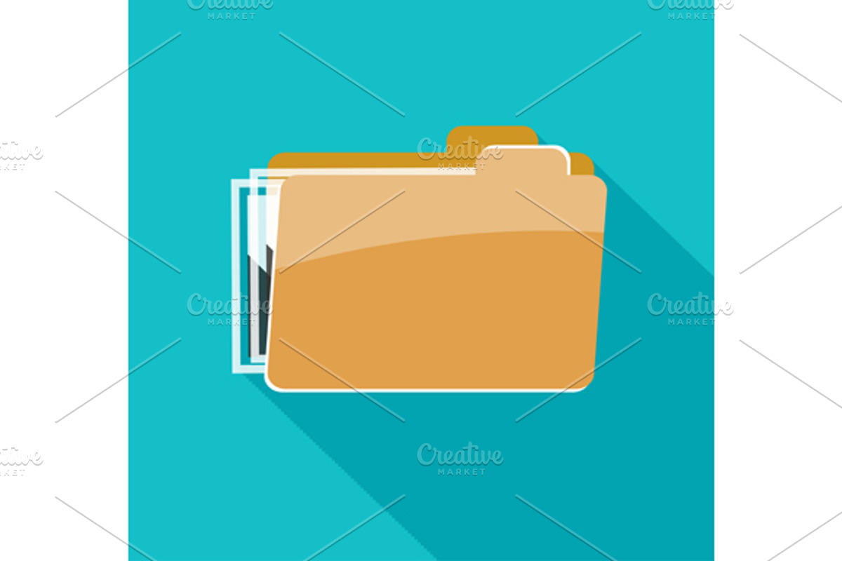 Set folder icon, isolated on blue ba