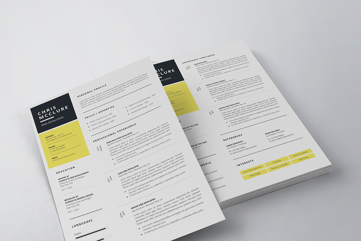 Clean Resume/CV Template, a Resume Template by HueNestify