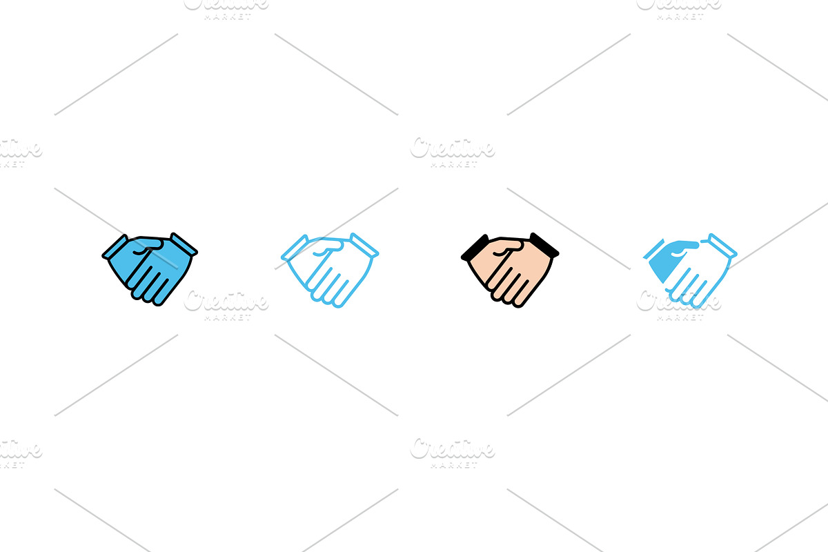 Diverse handshake icons in various, an Object Illustration by skripnikbb