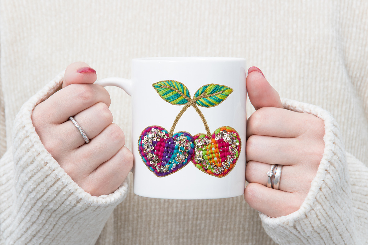 Faux Yarn Valentine Cherry Hearts Pn, an Illustration by designcity5 (Photo 5 of 8)