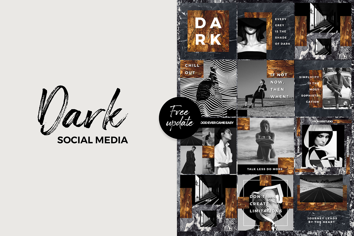 Dark Social Media Pack, a Social Media Template by RedRiver Studio (Photo 2 of 17)