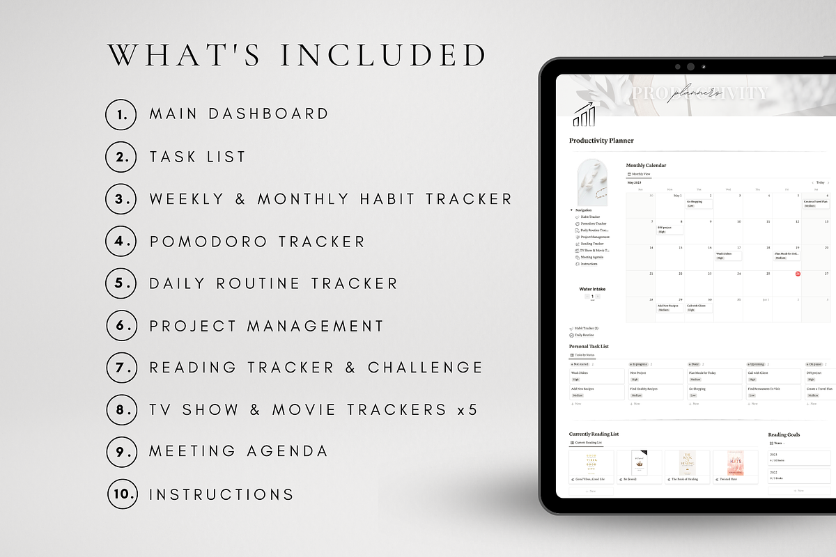 Productivity Tracker Notion Template, a Templates & Theme by BRANDcontent (Photo 2 of 8)
