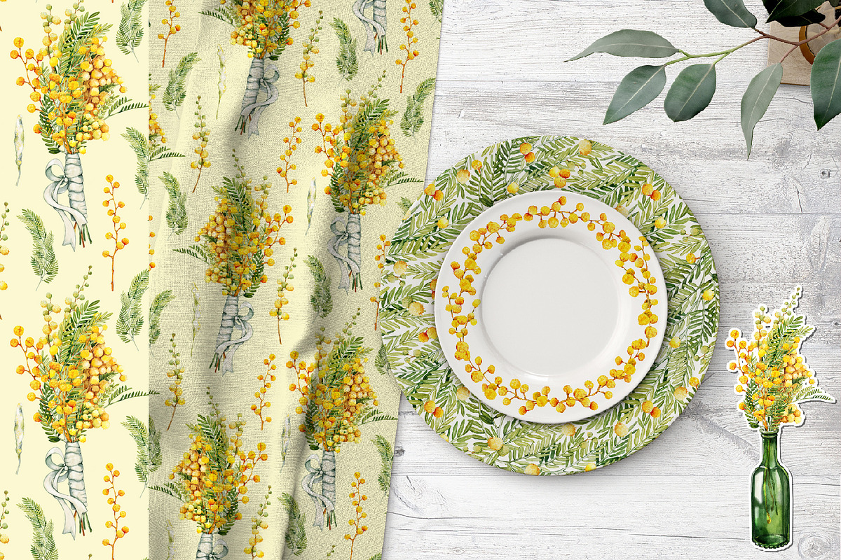 Spring mimosa, watercolor flowers, an Illustration by Artmanata (Photo 15 of 16)