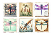 Dragonfly Postage Stamps Clipart, an Illustration by Daily.Designs (Thumbnail 3 of 5)