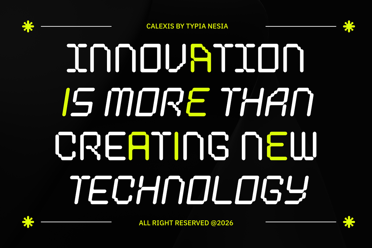 Calexis - Modular Rounded Pixel Font, a Sans Serif Font by Typia Nesia (Photo 9 of 12)