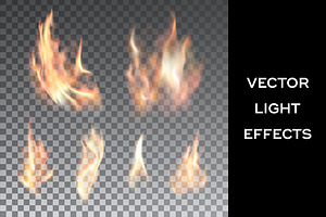 Fire flames. Vector light effects