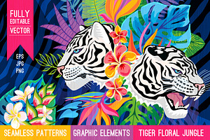 White Tiger in Tropical vector
