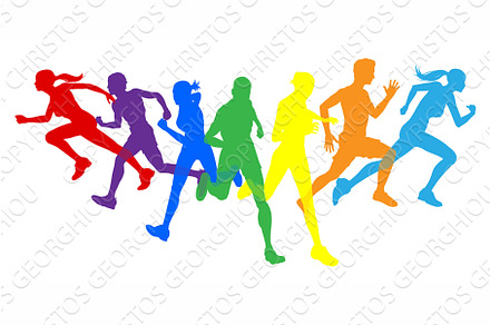 sports silhouettes color runners, a Sport Illustration by Christos Georghiou