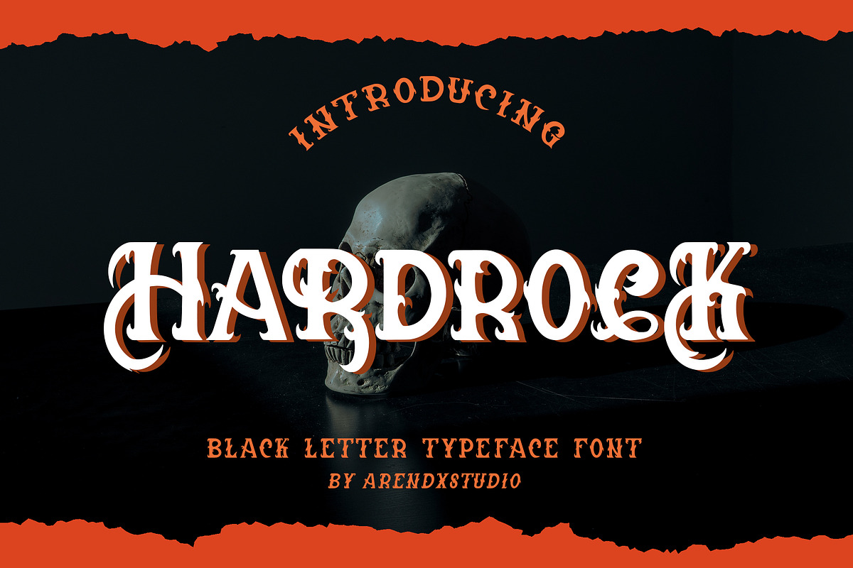 Hardrock - Blackletter Typeface Font, a Handwritten Font by Arendxstudio (Photo 1 of 9)