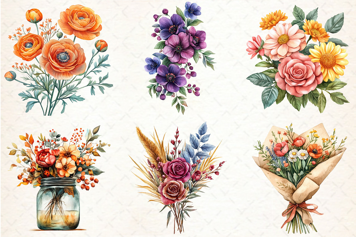 Autumn Bouquets Clipart, an Illustration by Libby Wishes (Photo 8 of 10)