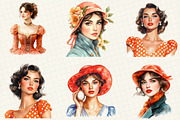 Coral Spring Vintage Woman Clipart, an Illustration by OK Design (Thumbnail 3 of 5)