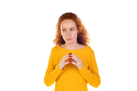 Portrait of pensive redhead girl wearing a yellow t-shirt, a Person Photo by José Manuel Gelpi