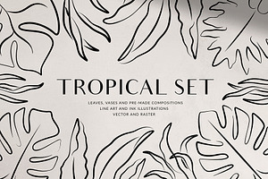 Tropical Set: Leaves & Vases