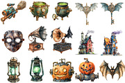 Watercolor Steampunk Halloween PNG, an Illustration by Designking (Thumbnail 4 of 5)