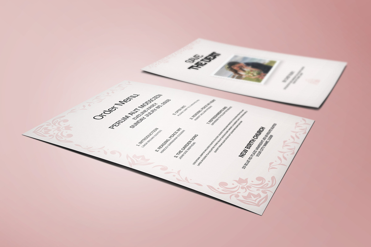 Foliage Funeral Program Template, an Invitation Template by Creatiya Type (Photo 6 of 6)