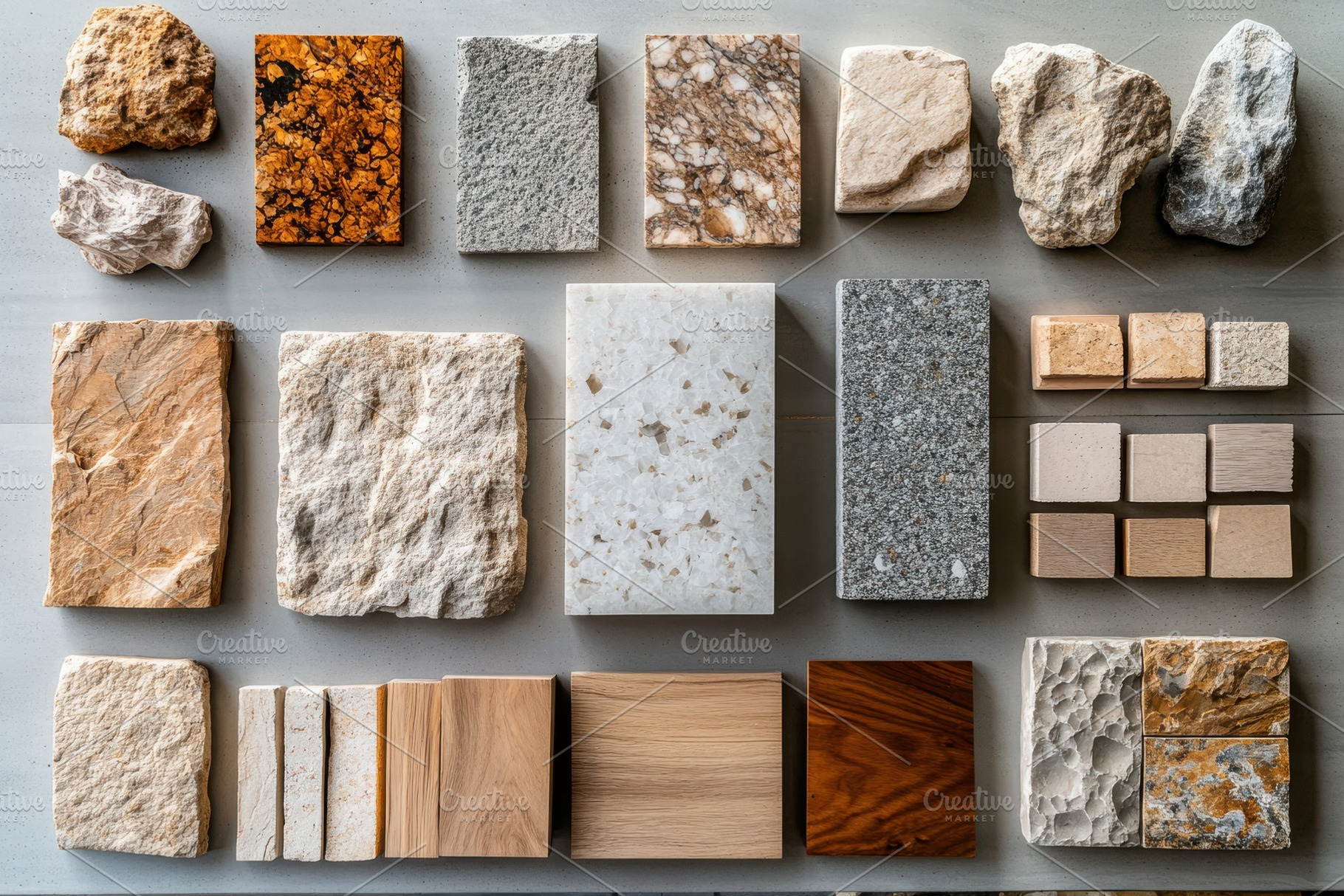 Natural Stone and Wood Samples Desig, a Background Photo by Pixeness Studio