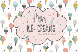 Dream ICE-CREAMS, a Decorative Illustration by Poppymoondesign