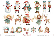 Warm Christmas Watercolor Clipart, an Illustration by MockupWizard (Thumbnail 2 of 6)