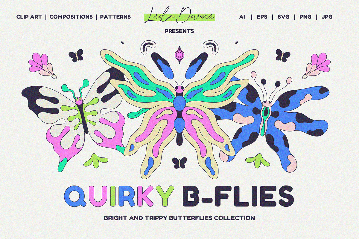 Quirky B-Flies - Clipart Collection, a Graphic by Leila Divine (Photo 1 of 13)