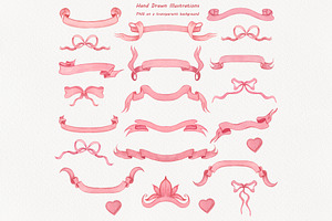 Pink Crests Watercolor Clipart