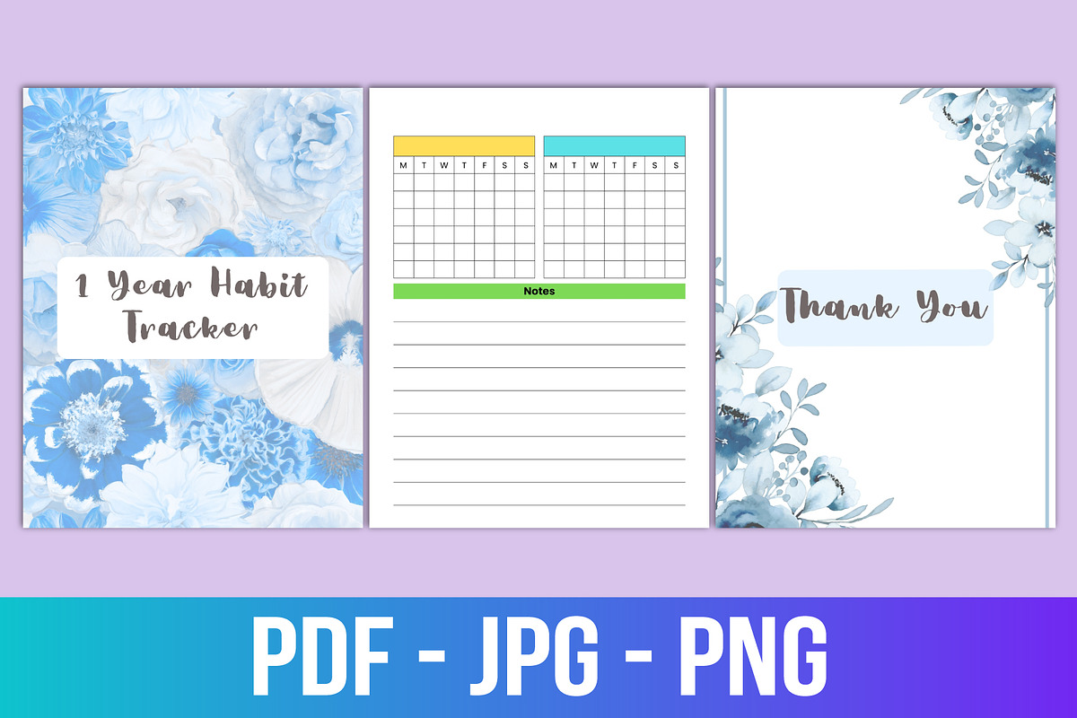 Editable 1 Year Habit Tracker, a Stationery Template by Designmela01 (Photo 4 of 4)