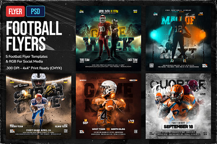 5 Football Flyer Templates, a Flyer Template by Onarch Graphic