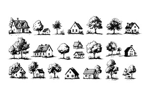 Rustic farmhouse engraving vector, an Object Illustration by Onyx