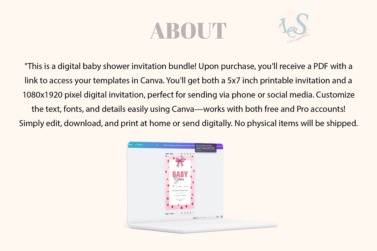 Strawberry Baby Shower Invitation, an Invitation Template by Little Creative Scribbles (Photo 3 of 5)