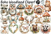 Watercolor Boho Woodland Clipart, a Seasonal Illustration by CitraGraphics (Thumbnail 1 of 6)