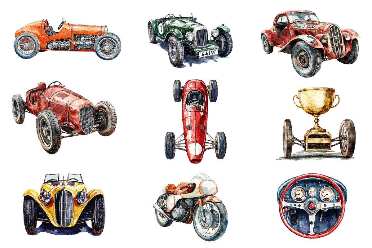 Vintage Old Race Car Clipart, an Illustration by CreationArt (Photo 4 of 4)