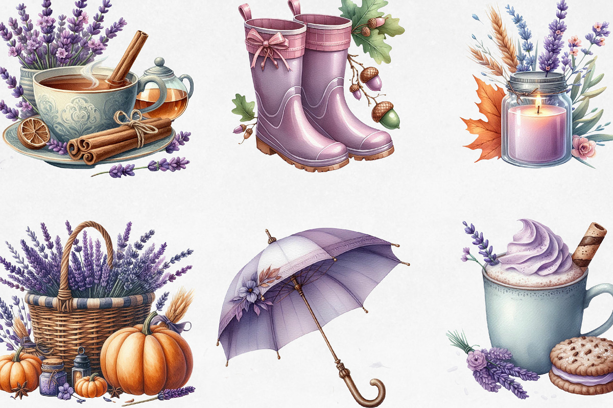 Lavender Fall Sublimation Clipart, an Illustration by Designking (Photo 3 of 4)