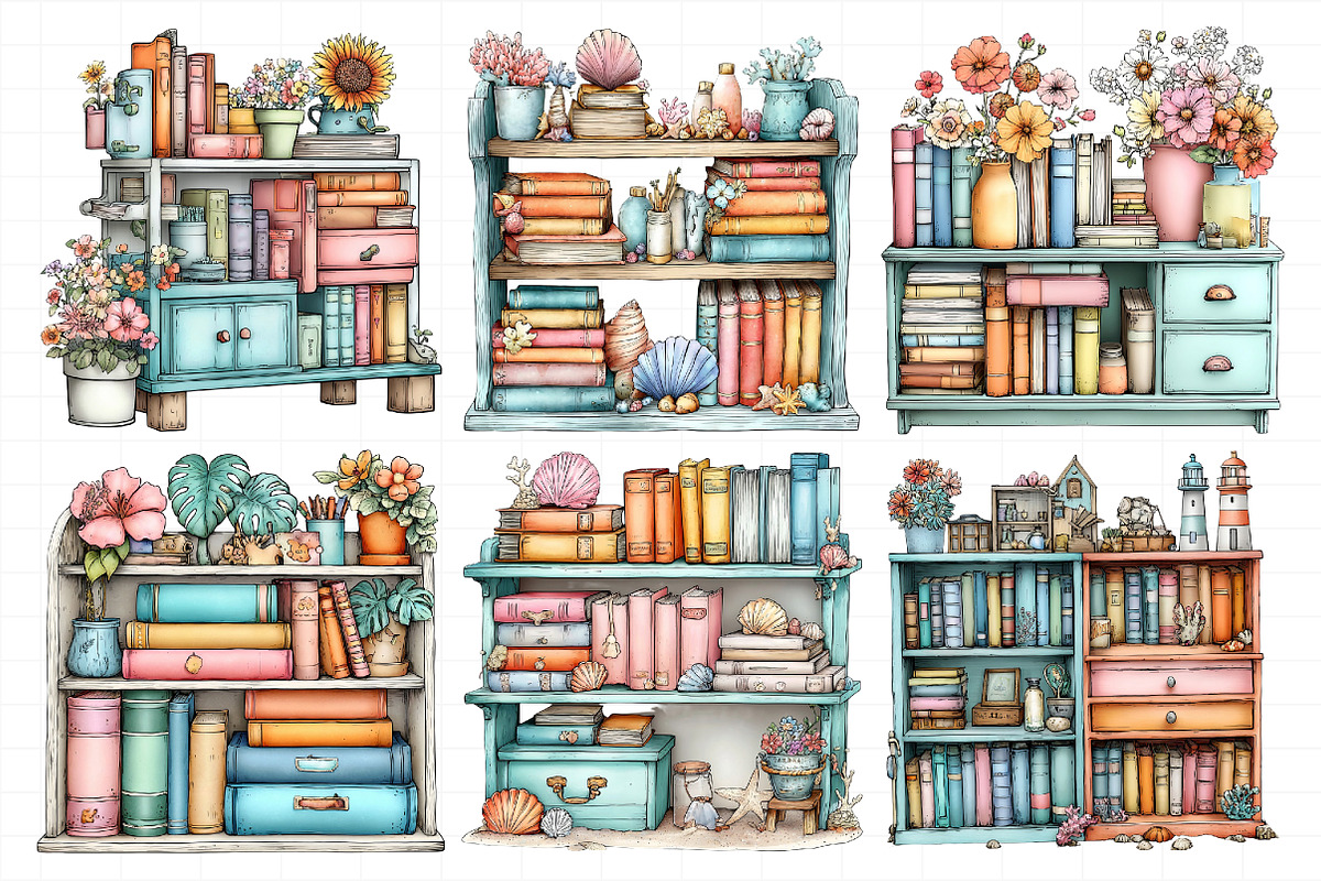 Summer Bookshelf Clipart, an Illustration by Daily.Designs (Photo 5 of 8)