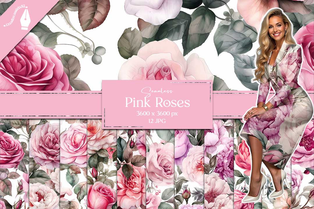 Pink Roses Seamless Digital Paper, a Texture Graphic by Creative Matrix82 (Photo 1 of 5)