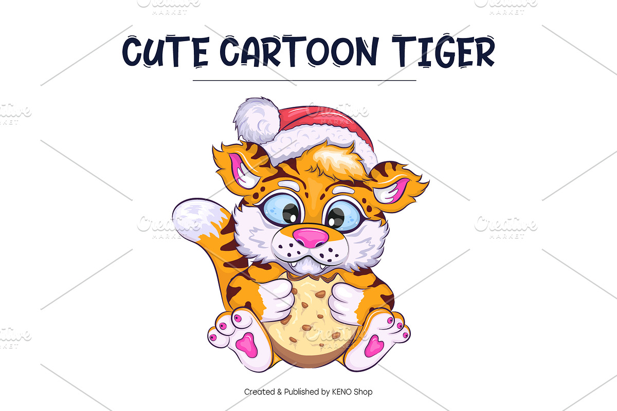 Set of Cute Cartoon Tigers., an Animal Illustration by KENO Mascots (Photo 5 of 7)