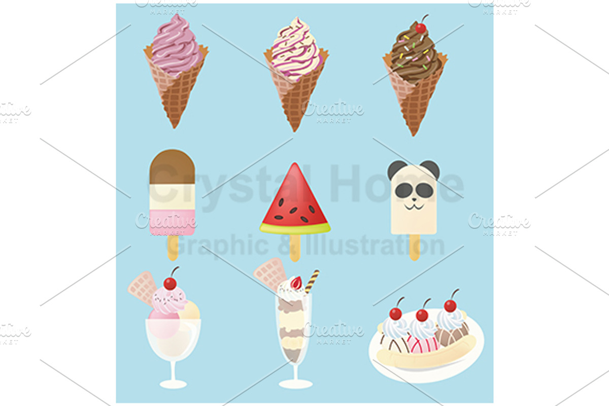 Ice cream icon collection set